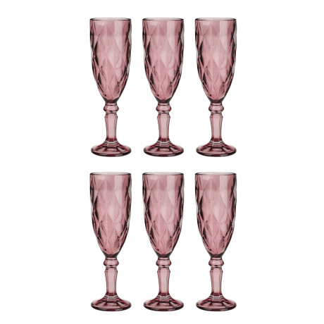 MILLIMI Набор бокалов 6 шт, 160 мл, стекло, бордовый ромб