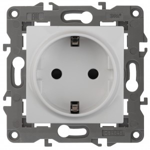 ЭРА 14 Elegance мех. роз. СУ (земля) шторки 16A,250В, белый 14-2102-01 автоклеммы 3776