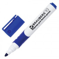 Маркер д/доски BRAUBERG SOFT, СИНИЙ, резиновая вставка, кругл. након., 5 мм, 151249