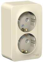 Systeme Electric BLANCA роз. ОУ 2 мест. 16А молоч. (пл.осн., земля, штор.) BLNRA011202 (8!)