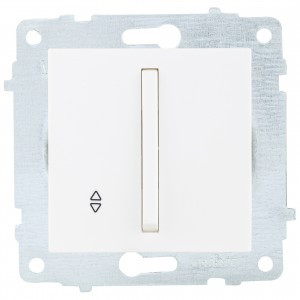 OVIVO мех. выкл. СУ 1 кл. 10А (узкая клавиша, проходной) белый (ко всем рамкам) 610-000201-209