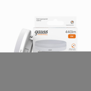 Gauss Elementary лампа GX53 6W(440lm) 3000 2K 75x26.4 пластик/алюм. 83816