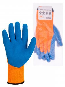 TDM Перчатки акрил плотной вязки с латексным покрытием  "Рельеф" р.10 оранж  10 кл. 125г SQ1016-0219