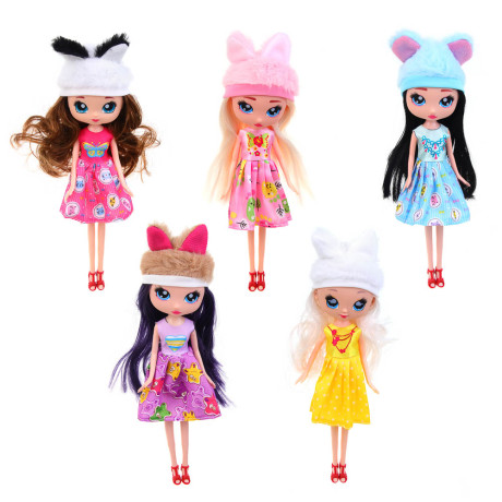 ИГРОЛЕНД Кукла в шапочке с ушками, PP, PVC, 7х5,5х25,5 см, 5 диз.