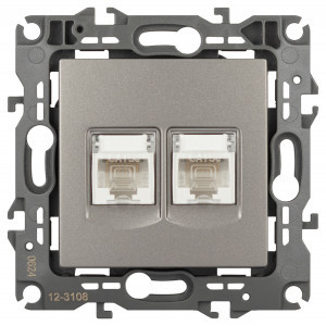 ЭРА 12 мех. роз. комп. СУ 2 мест. RJ45 титан 12-3108-16