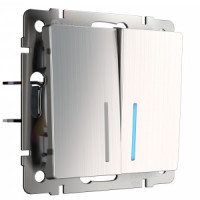 Werkel мех. выкл. СУ 2 кл. 10A (инд.) (глянц.никель)  (WL02-SW-2G-LED a030794)W1120102 a051094