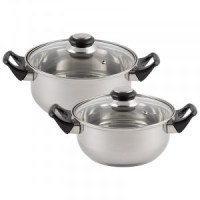 Набор посуды 4предм BAKS-SET-4 (кастр-2/2,8л с крышк.), нерж сталь (0,3мм), 981054 Mallony