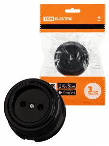 TDM РЕТРО ВИВИ роз. ОУ  10А 250В (ABS-пластик) черная  SQ1820-1211