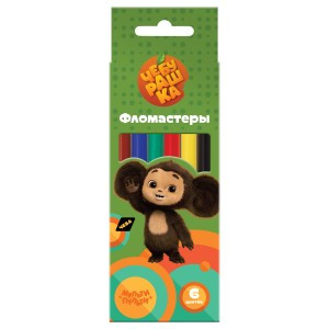 Фломастеры Мульти-Пульти "Чебурашка", 06цв., смываемые, картон, европодвес Арт.357217