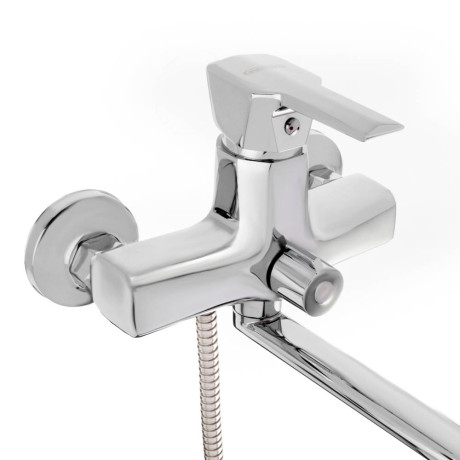 СоюзКран Смеситель для ванны с душем, прямой излив 35см, керам. картридж 35мм, хром, цинк, SK08-P134