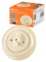 TDM Болонь Выкл СУ фарфор. поворот 2-кл. с ручкой (бантик) 10А сл. кость Ретро TSQ1820-0315