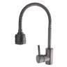 СоюзКран Смеситель для кухни, гибкий излив, керам. картридж 35мм, графит, нерж. сталь, SS01-F132