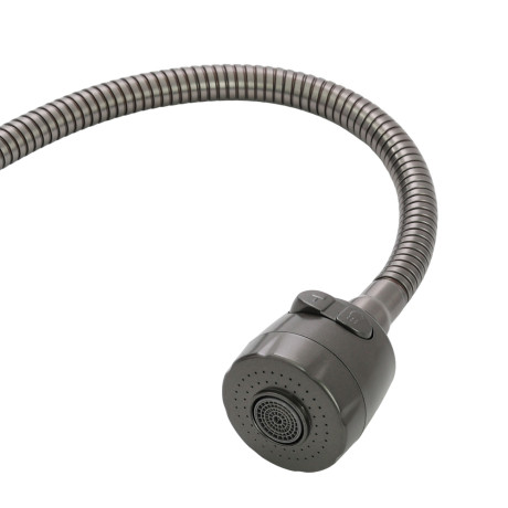 СоюзКран Смеситель для кухни, гибкий излив, керам. картридж 35мм, графит, нерж. сталь, SS01-F132