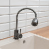 СоюзКран Смеситель для кухни, гибкий излив, керам. картридж 35мм, графит, нерж. сталь, SS01-F132