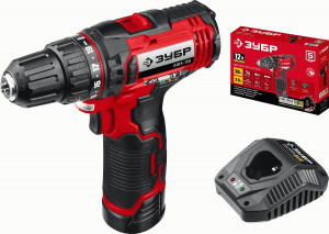 ЗУБР дрель-шуруповерт С1-12, 12В, 30Нм, 1 АКБ (2Ач), ДШЛ-125-21