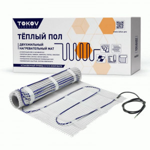 TOKOV ELECTRIC теплый пол (мат) S=12м2 (0,5х24м) 1800Вт, шнур 2,5м, клеевая сетка TKE-MAT150-1800-12