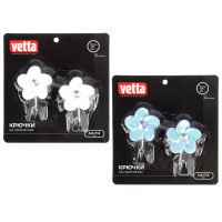 VETTA Набор держателей-крючков со стразой для полотенец на присоске, 2шт, ПВХ, 5,5x7,5см, 2 цвета