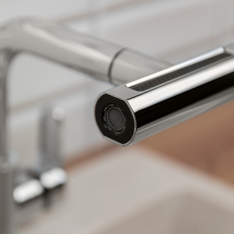 СоюзКран Смеситель для кухни, выдв. излив 4 реж., кер. картридж 35мм, нерж. сталь, хром SS01-T132