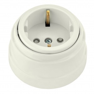 Bylectrica РЕТРО роз. ОУ 1 мест. БЕЖ. (земля, шторки, корп. ABS-пластик) (16А) РА16-0206