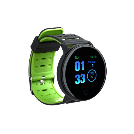 BY Умные часы Wayke, пульс, шагомер, кислород, будильник, 1,3", черно-зеленый