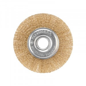 Щетка дисковая для УШМ, витая латун. проволока, 125мм, отв. 22,23мм KRANZ (цена за шт) KR-91-1242