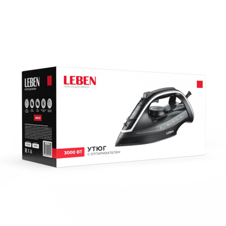 LEBEN Утюг 3000ВТ керамич покрытие, антикапля, антинакипь, шнур1,8м