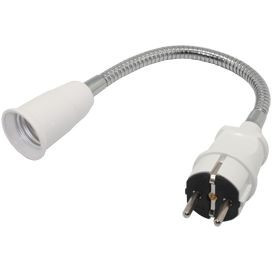 Ecola патрон-переходник вилка-патрон E27 гибкий 300мм без выключателя Белый APF7NWEAY (6!)