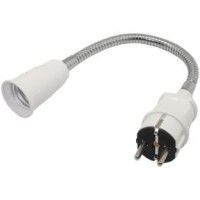 Ecola патрон-переходник вилка-патрон E27 гибкий 300мм без выключателя Белый APF7NWEAY (6!)