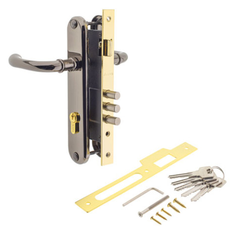 Замок врез 2210/60-BN  AVERS (черный никель) с ручками, личина 60мм \10