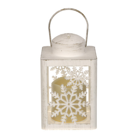 Светильник декоративный LED в виде фонаря тм СНОУ БУМ, 10x10x17 см, ABS, PP, стекло, 3xAAA, арт.1