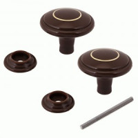 Ручка-кнопка дверная пластик РДП-01-6 шоколад зол кольцо Башкирия (100,25,5)