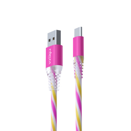 FORZA Кабель для зарядки Конфетти Type-C, 1.5А, 1м, цветная подсветка, 3 цвета, пакет
