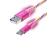 FORZA Кабель для зарядки Конфетти Type-C, 1.5А, 1м, цветная подсветка, 3 цвета, пакет