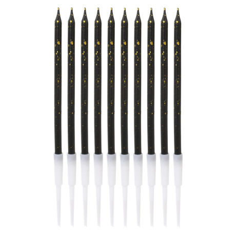Свеча для торта тм Fntastic, 0,5х13 см,10 шт, парафин, черный, золото