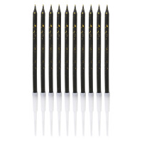 Свеча для торта тм Fntastic, 0,5х13 см,10 шт, парафин, черный, золото