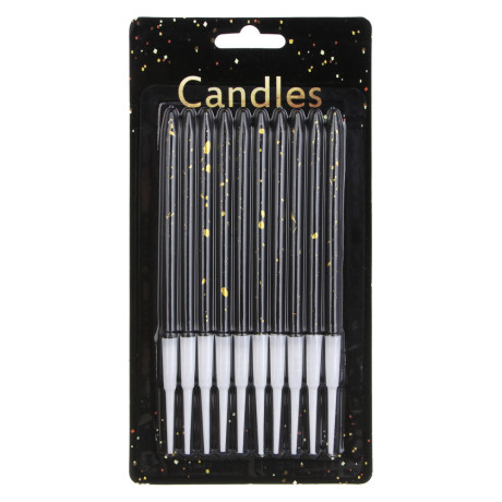 Свеча для торта тм Fntastic, 0,5х13 см,10 шт, парафин, черный, золото