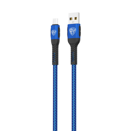 BY Кабель для зарядки Silky microUSB, 1м, Быстрая зарядка 3А, QC, PD 20W, тканевый, синий