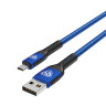 BY Кабель для зарядки Silky microUSB, 1м, Быстрая зарядка 3А, QC, PD 20W, тканевый, синий
