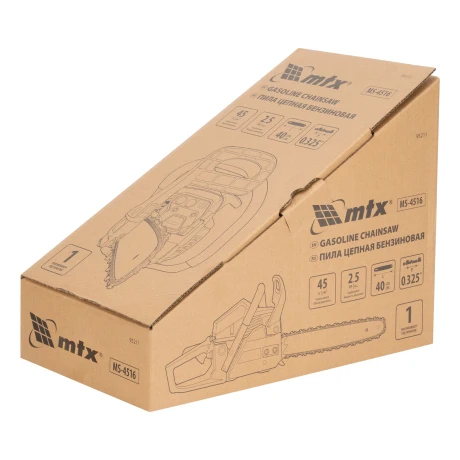 Пила цепная бензиновая MS-4516, шина 40 см, 45см³, 2,5 л.с., шаг 0,325, паз 1,5 мм, 64 зв MTX