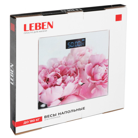 LEBEN Весы напольные электронные "Цветочная симфония", ЖК-дисплей, макс. нагр.до 180кг, 28х28х0,5см