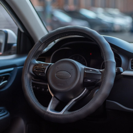 ЕРМАК Оплетка руля, натуральная кожа, цвет черный, размер M