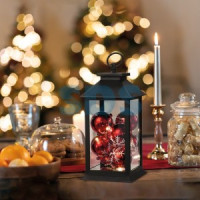 Фонарь с шариками, черный корпус, 14х14х27 см, теплый белый Neon Night 513-063