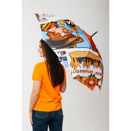 BY Зонт-трость РЫЖИЙ, полиэстер, сплав, 70см, 8 спиц