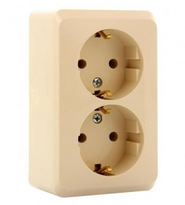 Systeme Electric Этюд роз. ОУ 2 мест. крем. (пл.осн., земля) PA16-007K (16!)