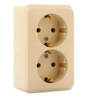 Systeme Electric Этюд роз. ОУ 2 мест. крем. (пл.осн., земля) PA16-007K (16!)