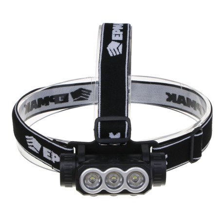 Фонарь налобный тм ЕРМАК, 3 LED, 1200мАч, 3 режима, 8,3х3,8х5,4см, USB кабель, пластик