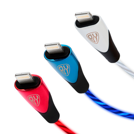 BY Набор кабелей для зарядки Светящийся, 3 шт. iP, 1м, 2.4А