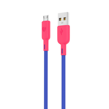 BY Кабель для зарядки Bright microUSB, 1м, Быстрая зарядка 3А, QC, PD 20W, силикон, сине-малиновый