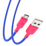 BY Кабель для зарядки Bright microUSB, 1м, Быстрая зарядка 3А, QC, PD 20W, силикон, сине-малиновый