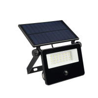 BY Светильник-прожектор с дат. движ., солн. панелью, 20LED, 1600Лм, 3000мАч, IP54, пластик, стекло,2